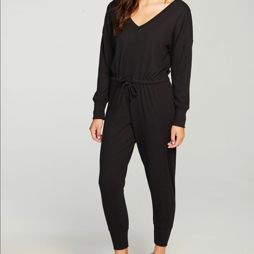 Chaser Love Rib Long Sleeve Drawstring Jumpsuit